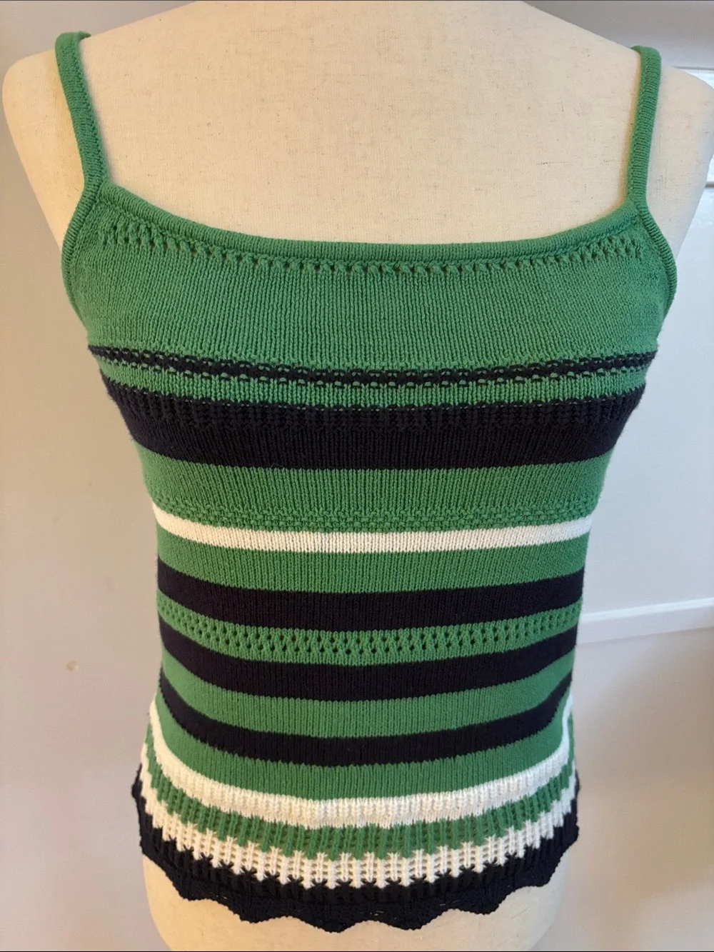 Striped Green and Black Knit Cardigan Set - Women Sweater